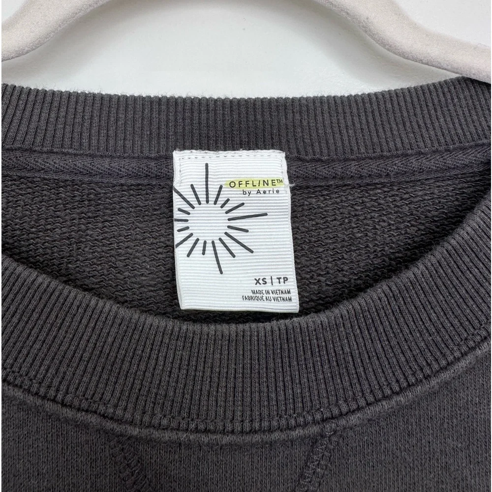 OFFLINE By Aerie Throw-Back Fleece Crewneck Sweatshirt grey shadow - Picture 3 of 4